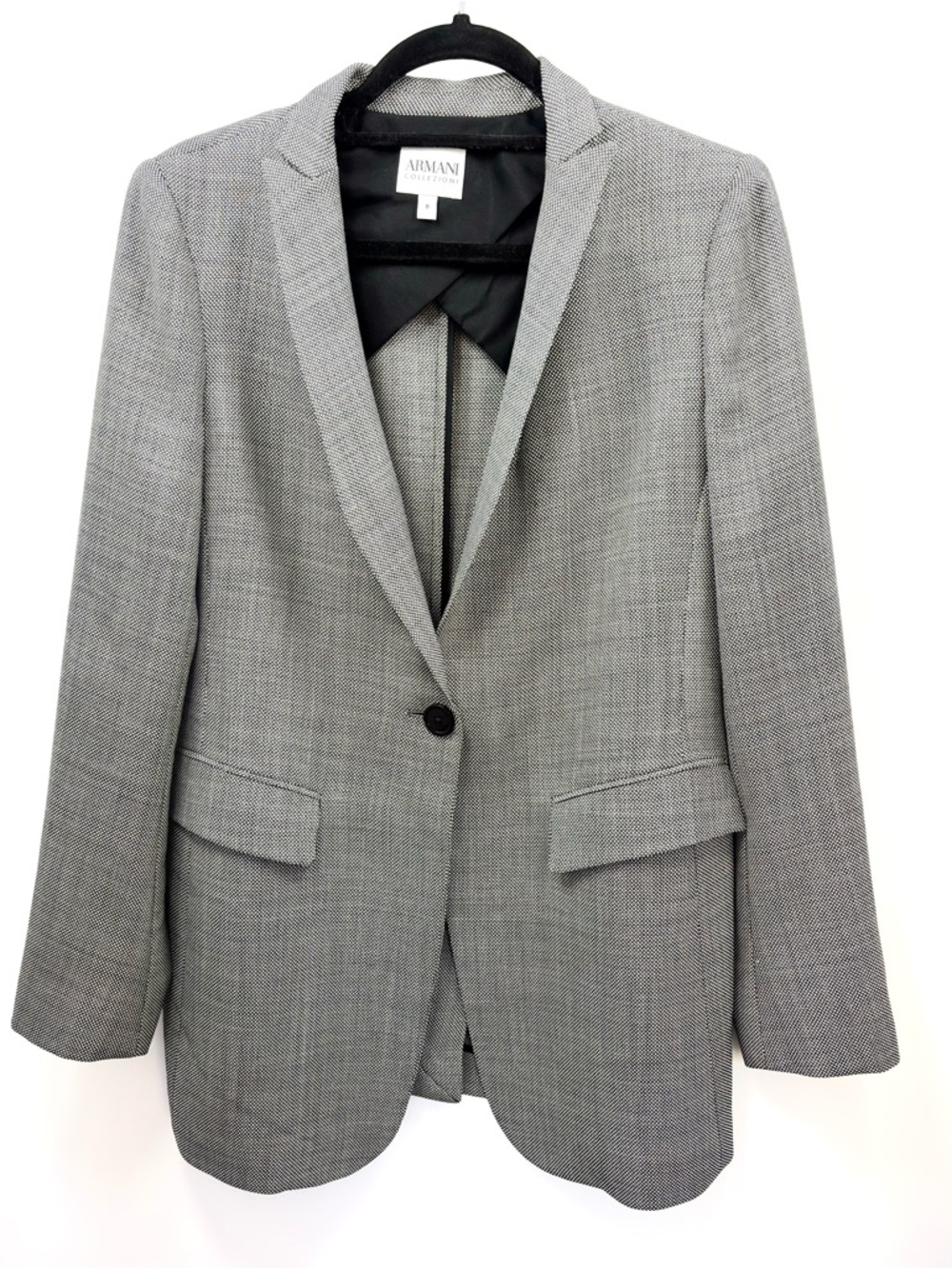 Armani Collezioni Women’s Blazer sz 8 Gray/Black Career Jacket Classic Taylored